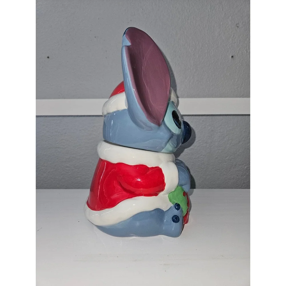 Zrike Brands Stitch Cookie Jar Blue Santa Christmas Disney